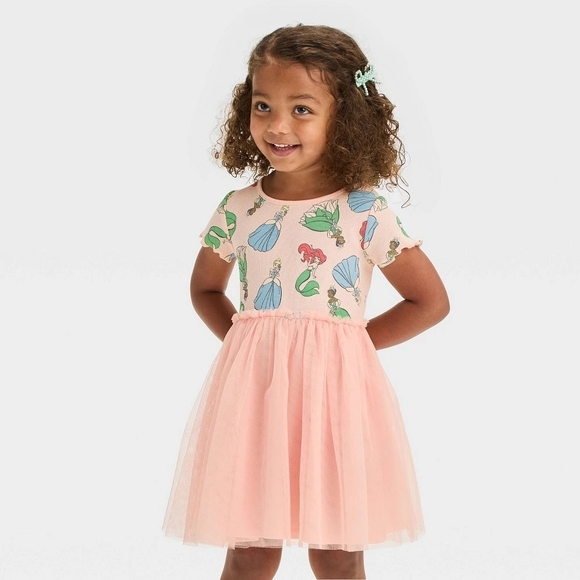 Disney Princess Pink Tulle Dress with Princess Print. Size 2T NWT J10 - Picture 1 of 2